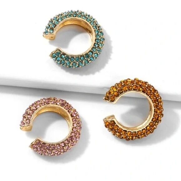 3 Orbits Crystal Cuff Earrings - Picture 2 of 3